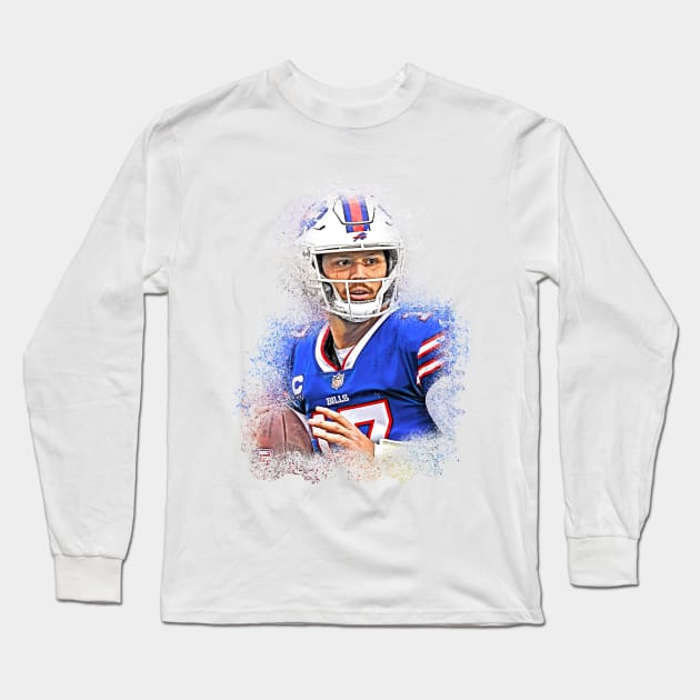 BUFFALO BILLS PLAYER-JOSH ALLEN-FAN ART Long Sleeve T-Shirt by MufaArtsDesigns